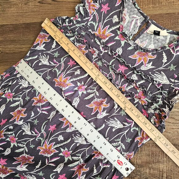 Universal Thread Floral Ruffled Flutter Sleeve Sleeveless A-Line Maxi Dress, M - Picture 4 of 11